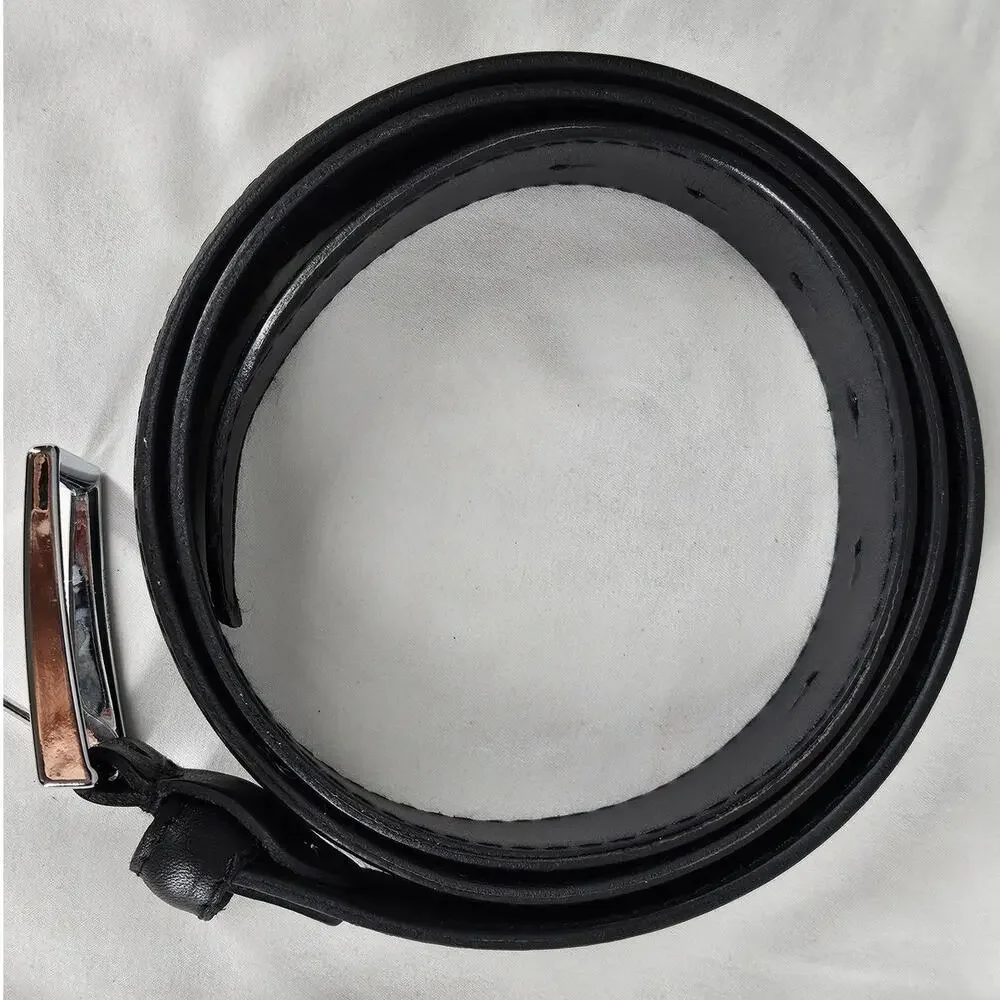 VERA PELLE BLACK LEATHER BELT — HANDMADE IN ITALY • CHROME BUCKLE •  STYLE 035/1